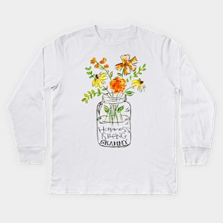 Happiness is being grammy floral gift Kids Long Sleeve T-Shirt